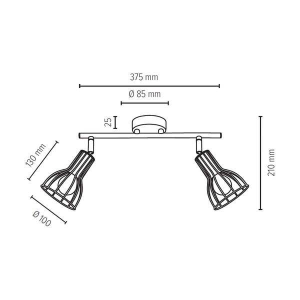 Megan Ceiling Lamp 2xE14 Max.40W Black 2743204