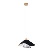 Hattu Floral Pendant Lamp 1xE27 Max.40W Oiled Oak/Black Fabric Cable/Black Fabric and Multicolor Silk Shade 1614819174