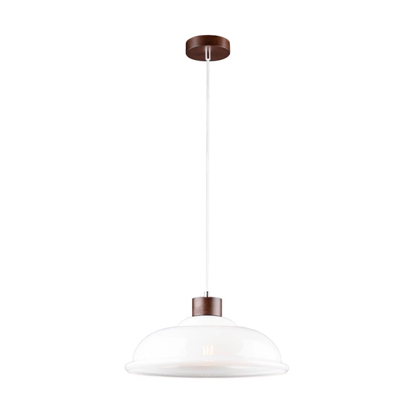 Molde Pendant Lamp 1xE27 Max.60W Walnut Beech Wood/Transparent PVC Cable/White Glass 9884076