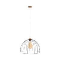 Coop Pendant Lamp 1xE27 Max.60W Oiled Oak/Black Metal/Black PVC Cable 1883974