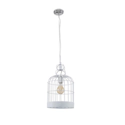 Lampa wisząca Cage 1xE27 maks. 60W chromowany metal/biały metal/przezroczysty kabel PVC 9501102