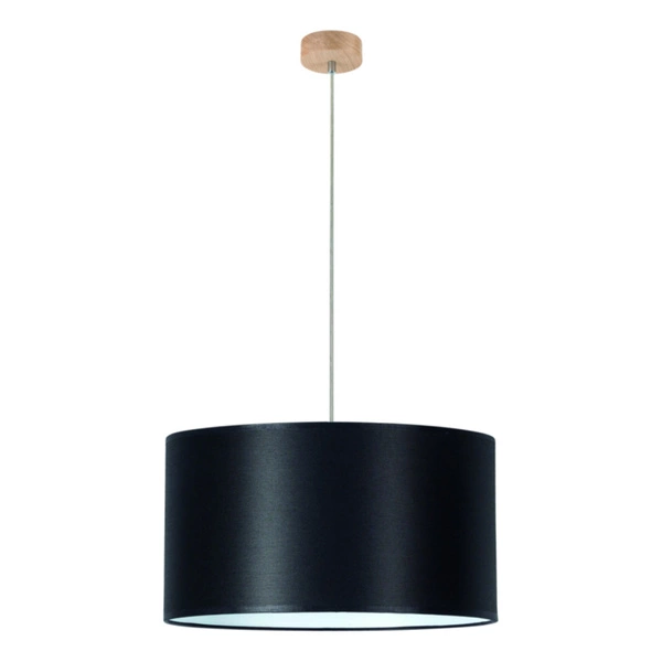 Dove Pendant Lamp 1xE27 Max.60W Oiled Oak/Transparent PVC Cable/Black Fabric Shade 16400174