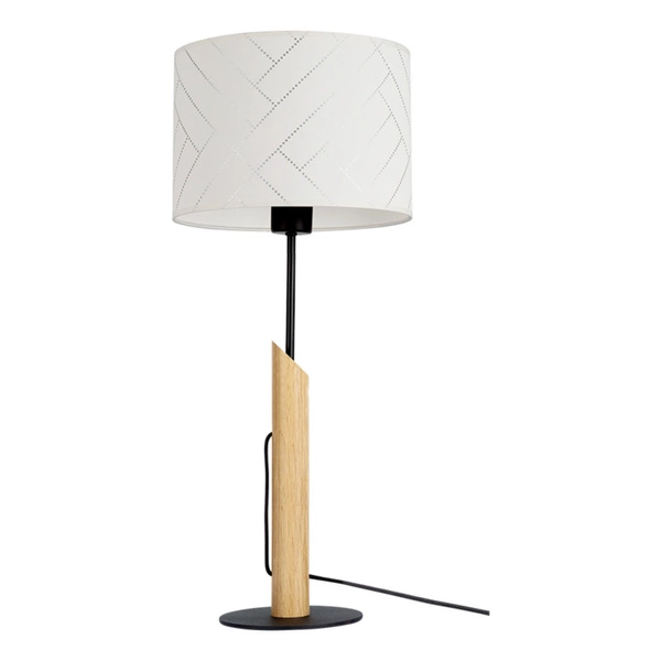 Punto Table Lamp 1xE27 Max.60W Oiled Oak/Black Metal/Black Fabric Cable/Multicolor Wallpaper 862499104