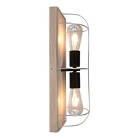 Lampa ścienna/sufitowa Netuno 2xE27 Max.15W LED Witrażowa Sosna Szara/Czarny Metal/Srebrny Metal 92073257