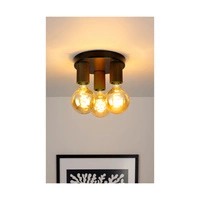 Notri Ceiling Lamp 3xE27 Max.15W LED Stained Pine on Walnut/Black Metal 4037618300000