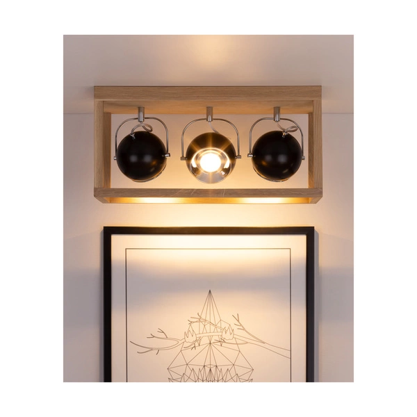 Roy Ceiling Lamp Incl.3xLED GU10 5W Oiled Oak/Black Metal 5224374
