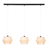 Lotus Pendant Lamp 3xE27 Max.40W Black Metal/Transparent PVC Cable/Gray Fabric Shade 15640304