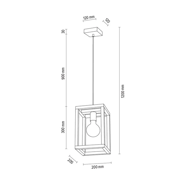 Kago Pendant Lamp 1xE27 Max.60W Oiled Oak/Black Metal/Transparent PVC Cable 61540174