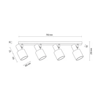 Lampa Sufitowa Treehouse 4xE27 Max.25W Drewno Bukowe Orzech/Klosz z Białej Tkaniny 2236476