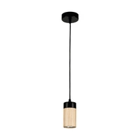 Annick Pendant Lamp Incl. 1xLED GU10 5W Oiled Oak/Black Metal/Black Silicone Braid Cable 1419104
