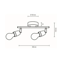 Porcia Ceiling Lamp 2xE27 Max.25W Black Metal/Gold Metal/Black Ceramics 8127204