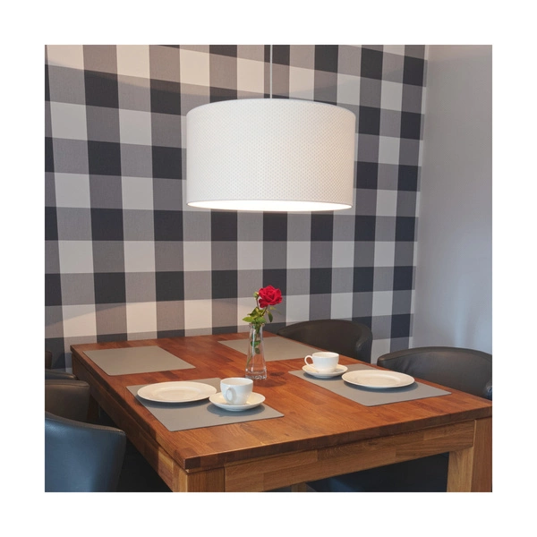 Leila Pendant Lamp 1xE27 Max.60W Chrome Metal/Transparent PVC Cable/Multicolor Paper+PCV Shade with Doots pattern 3564028