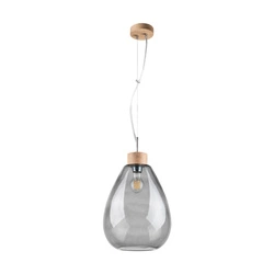 Piro Pendant Lamp 1xE27 Max.60W Oiled Oak/Transparent PVC Cable/Smoked Glass 9823074