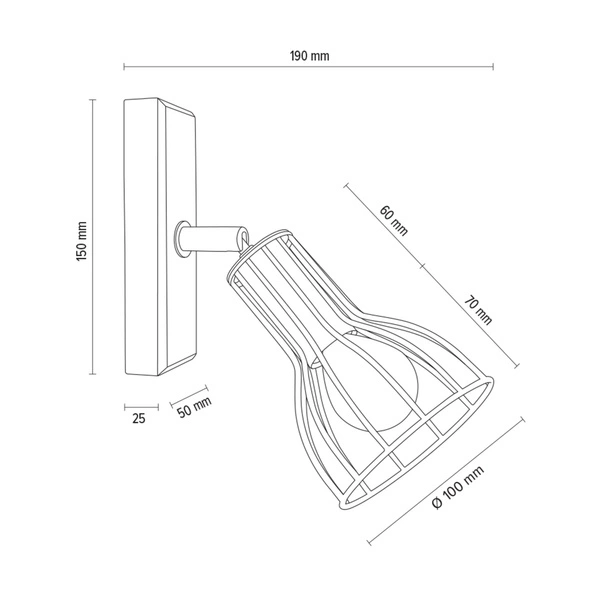 Megan Wood Wall Lamp 1xE14 Max.40W Birch Wood/Black Metal 2344160