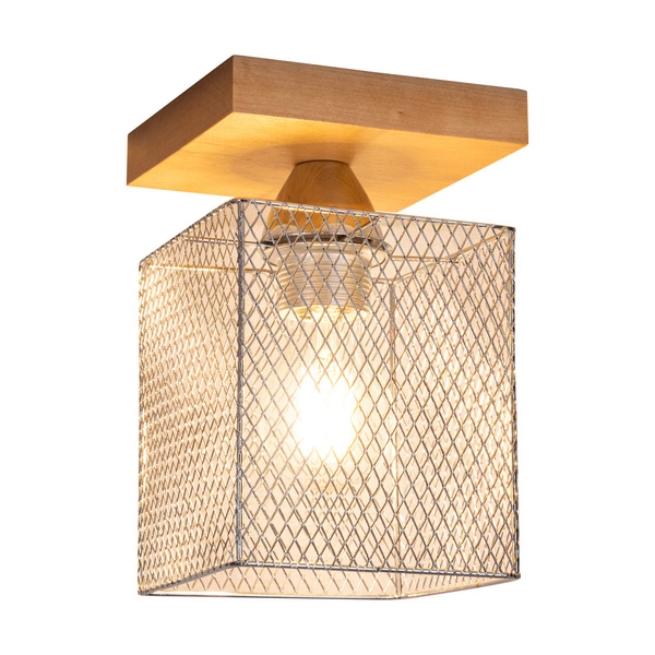 Lampa sufitowa Norman Wood 1xE27 Max.25W Drewno brzozowe/Chromowany metal 8175160