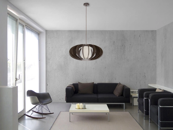 Keiko Pendant Lamp 1xE27 Max.60W Wenge Wood/Black Metal/Beige Fabric Shade 1030151