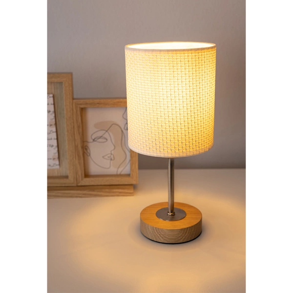 Benita Table Lamp 1xE27 Max. 25W Oiled Oak/Matte Nickel/Cream-Silver 7017400911527