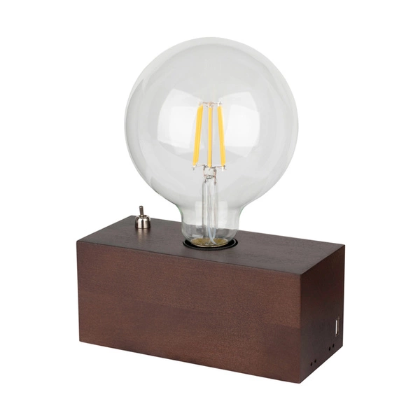 Theo Table Lamp 1xE27 Max.25W Walnut Beech Wood/Black PVC Cable with Integrated USB Charger 7461176