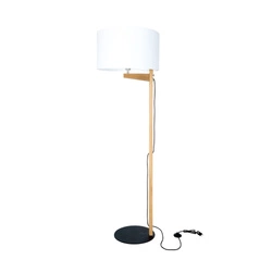 Alina Floor Lamp 1xE27 Max.60W Oiled Oak/Black Metal/Black Fabric Cable/White Fabric Shade 751021904