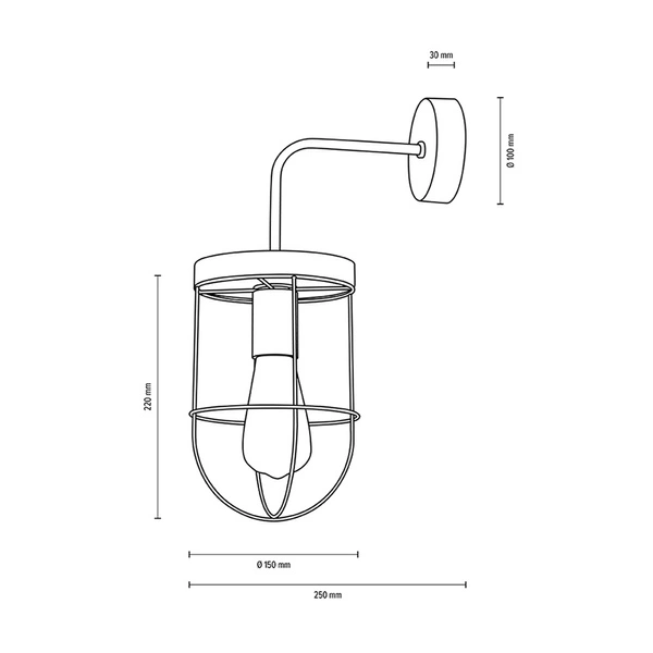 Netuno Wall lamp 1xE27 Max.25W Oiled Oak/Black 920451104