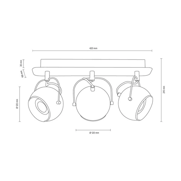 Ball Concrete Ceiling Lamp Incl. 3xLED GU10 5W Gray Concrete/Satin Metal 5131336