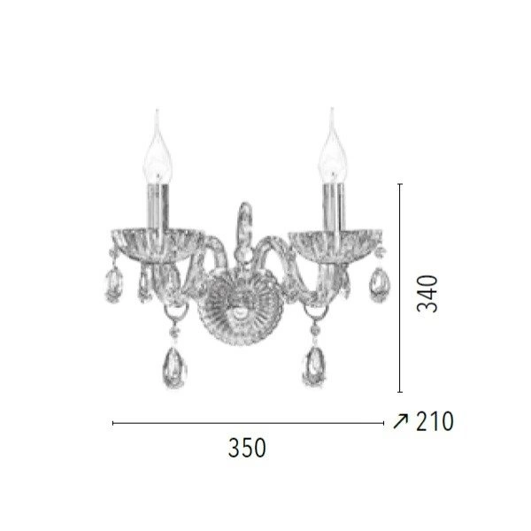 Queen Wall lamp 2xE14 Max.40W Transparent/Chrome 9140202