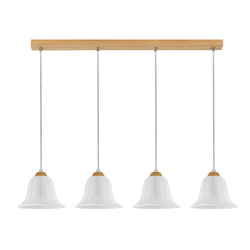 Anna Pendant Lamp 4xE27 Max.60W Oiled Oak/Transparent PVC Cable/White Glass