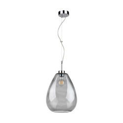 Lampa Wisząca Piro 1xE27 Max.60W Chromowany Metal/Przezroczysty Kabel PCV/Szkło Dymne 9823028