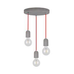 Amory Pendant Lamp 3xE27 Max.60W Gray Concrete/Red Fabric Cable