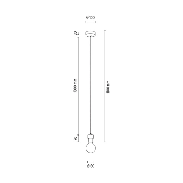 Clarte Wood Pendant Lamp 1xE27 Max.60W Oiled Oak/Black Metal/Black Fabric Cable 3274174