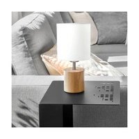 Trongo Round Table Lamp 1xE27 Max.25W Oiled Oak/Black PVC/White 7181974