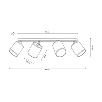 Ora Ceiling Lamp 4xE27 Max.25W Black Metal/Gold Metal/Gold Fabric Shade 96204024