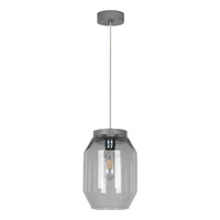 Vaso Pendant Lamp 1xE27 Max.60W Gray Stained Pine/Transparent PVC/Smoked Glass 169120157