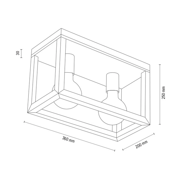 Kago Ceiling Lamp 2xE27 Max.60W Oiled Oak/Black Metal 9154274
