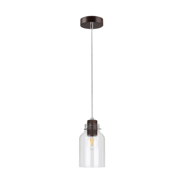 Alessandro Wood Pendant Lamp 1xE27 Max.60W Walnut/Transparent 1760176