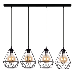 Diament Pendant Lamp 4xE27 Max.60W Black Metal/Black PVC Cable 2179404