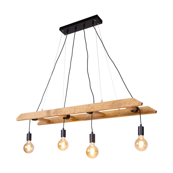 Eskalo Pendant Lamp 4xE27 Max.60W Stained Pine Brown/Black Metal/Black PVC Cable 7219451