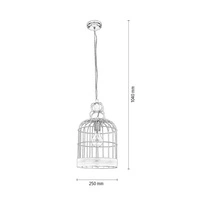 Cage Pendant Lamp 1xE27 Max.60W Chrome Metal/White Metal/Transparent PVC Cable 9501102