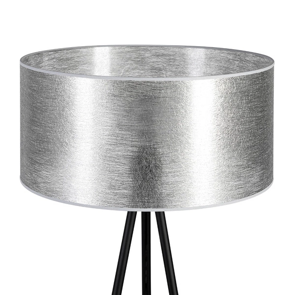 Lampa podłogowa Nevoa 1xE27 maks. 40W Czarny metal/Czarny kabel PCV/Srebrny klosz z tkaniny 151930104