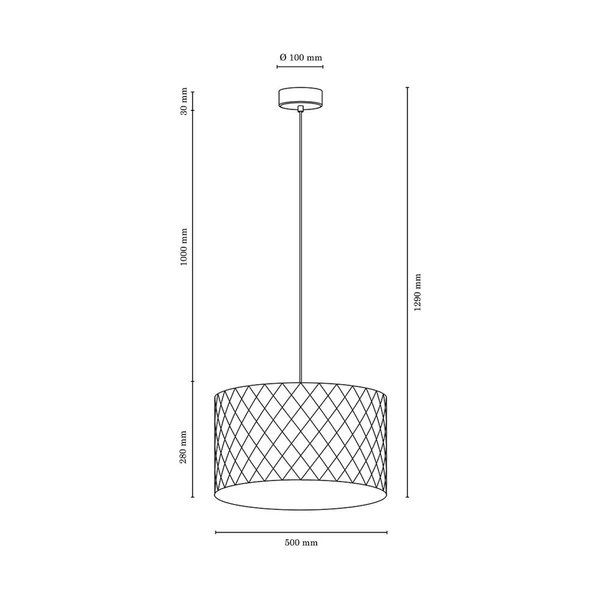Lampa Wisząca Mirabella 1xE27 Max.60W Dąb Olejowany/Antracytowy Kabel Tkaninowy/Srebrny Klosz z Materiału Syntetycznego 1692174