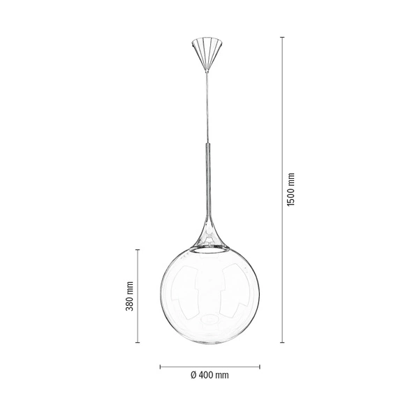 Ballare Pendant Lamp Incl. 1xLED Integrated 1200lm 2700K 15W Metal Black/Black PVC Cable/Transparent Glass 1772104