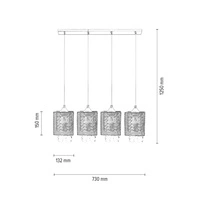 Lampa Wisząca Gracja 4xE27 Max.60W Chrom Metal/Przezroczysty Kabel PCV/Przezroczyste Szkło 8174428