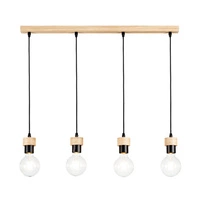 Clarte Wood Pendant Lamp 4xE27 Max.60W Oiled Oak/Black Metal/Black Fabric Cable 3274474