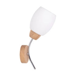Parma Wood Wall Lamp 1xE27 Max.60W Oiled Oak/Chrome Metal/White Glass 8320174