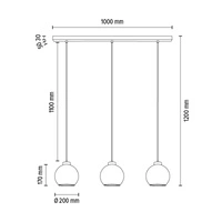Laguna Wood Pendant Lamp 3xE27 Max.60W Oiled Oak/Transparent PVC Cable/Transparent Glass 18710374