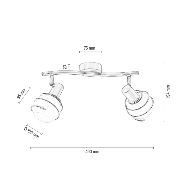 Daria Ceiling Lamp 2xE14 Max.40W Satin Metal/White Glass 2093227