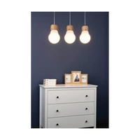 Bulb Wood Pendant Lamp 3xE27 Max.60W Oiled Oak/Transparent PVC Cable/White Glass 2811374