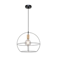 Casa Palla Pendant Lamp 1xE27 Max.60W Black/Oiled Oak 178419104