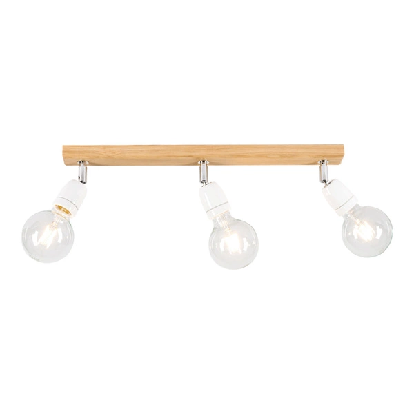 Drewniana lampa sufitowa Porcia 3xE27 Max.25W Dąb olejowany/Biała ceramika 8125374