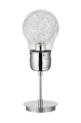 Żarówkowa lampa stołowa 1xE27 Max.60W Chromowany metal/przezroczyste szkło